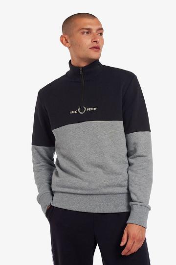 Dámské Mikiny Fred Perry Colour Block Half Zip Šedé | CZ 1051TCEV